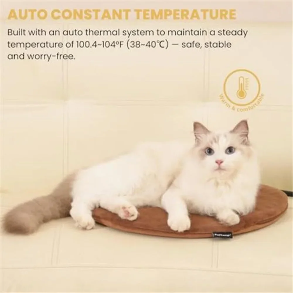 Pet Heating Pad Cat Dog Heated Bed Waterproof Round 16 Inch Indoor Outdoor Pad